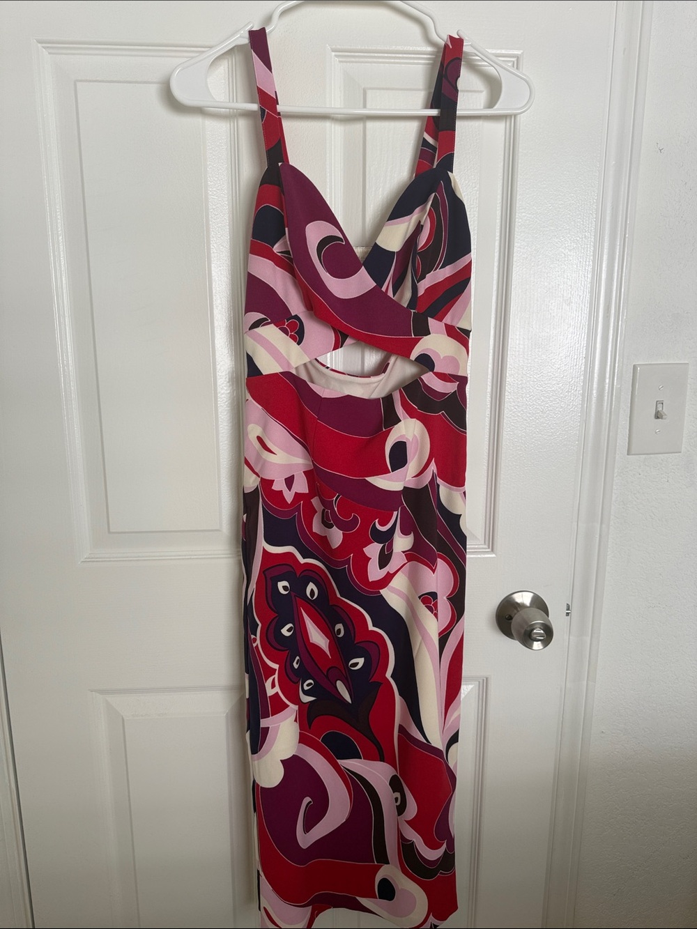 Express Sleeveless Midi Dress in Red, Pink & Purple